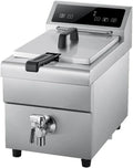 Friteuse à Induction Professionnelle, 8 L, Acier Inoxydable, Argenté, 3500 W, Avec Robinet de Vidange