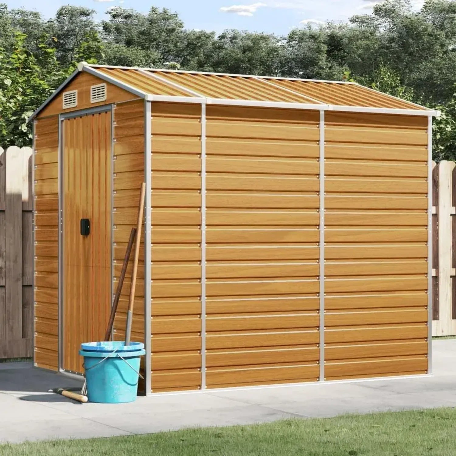 Abri de Jardin en Acier Galvanisé Brun 191x215x198 cm pour Extérieur