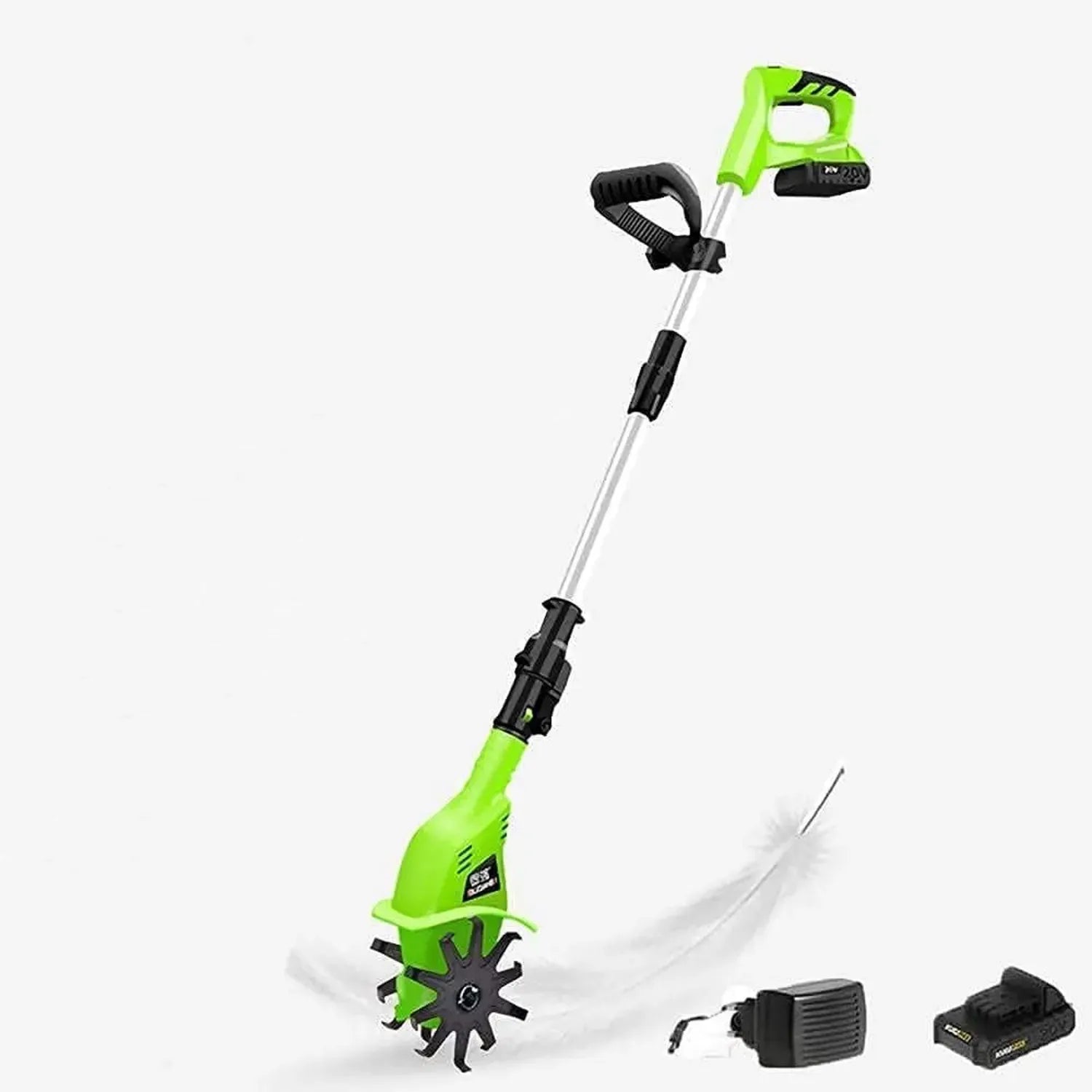 Motobineuse Électrique Sans Fil 20V avec Batterie Rechargeable, Poignée Réglable 97-127 cm