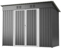 Cabane de jardin en métal avec toit incliné, ventilation et porte verrouillable
