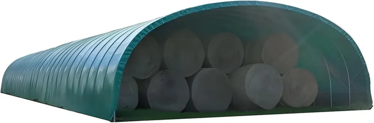 Abri Tunnel Large 6m, Longueur 6m, Type 450µ, Vert/Blanc, Sans Façade ni Porte