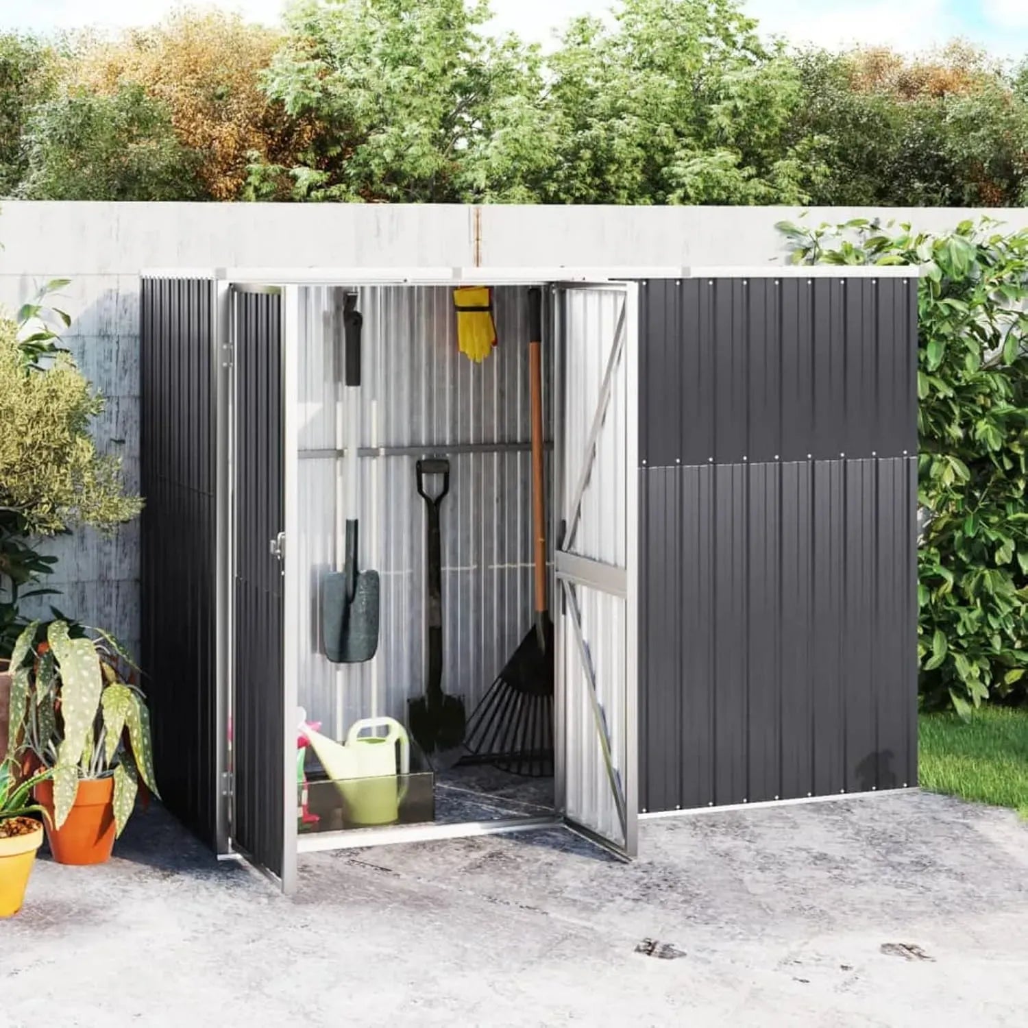 Cabane de Jardin Métallique Anthracite 225x89x161 cm