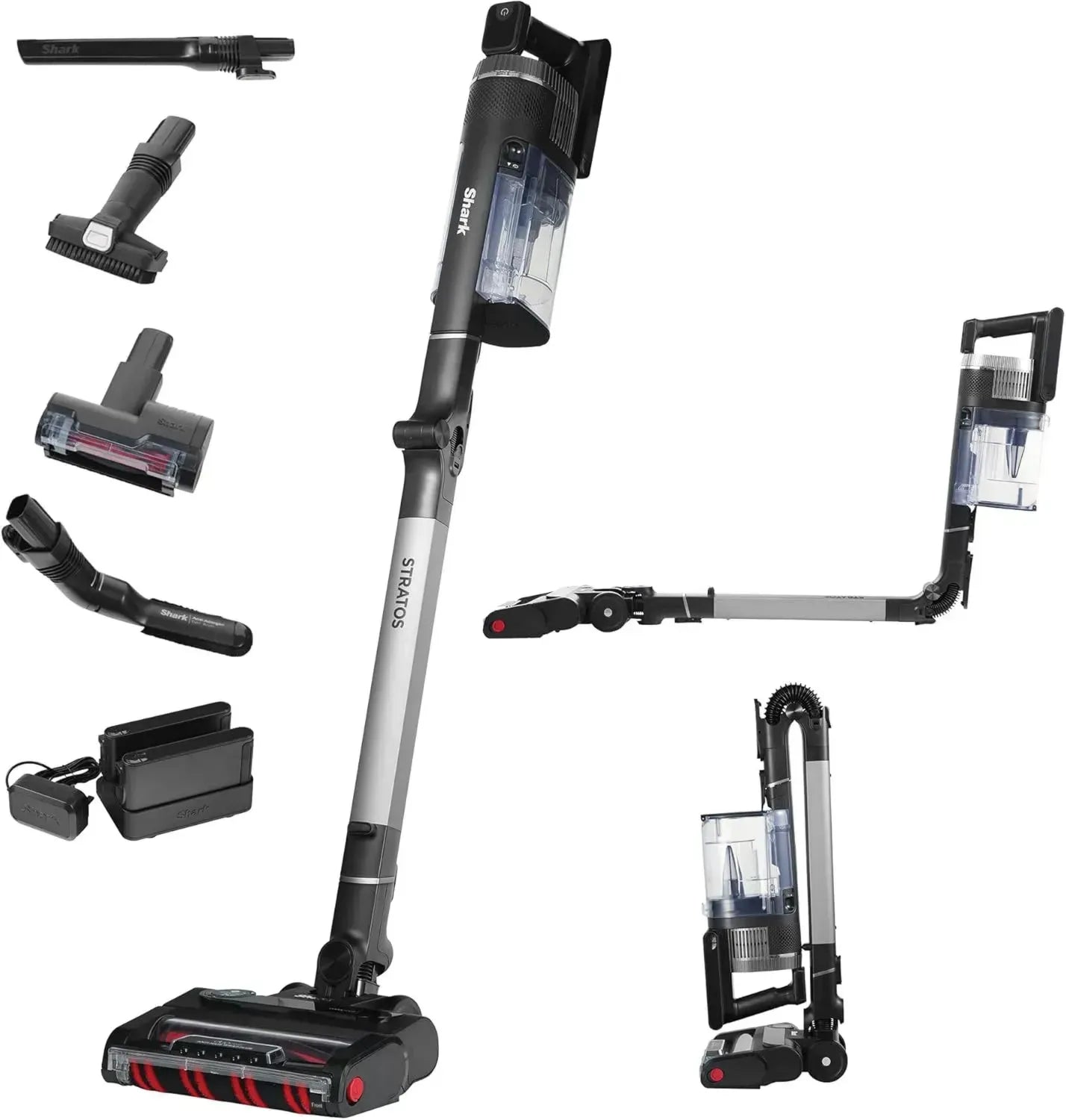 Aspirateur Shark Stratos Sans Fil, PowerFins Plus, 120min d'Autonomie, Anti-Cheveux, CleanSense IQ, Accessoires pour Animaux