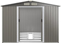 Abri de Jardin Métallique 4,74㎡ avec Base, Portes Coulissantes et Toit Gris