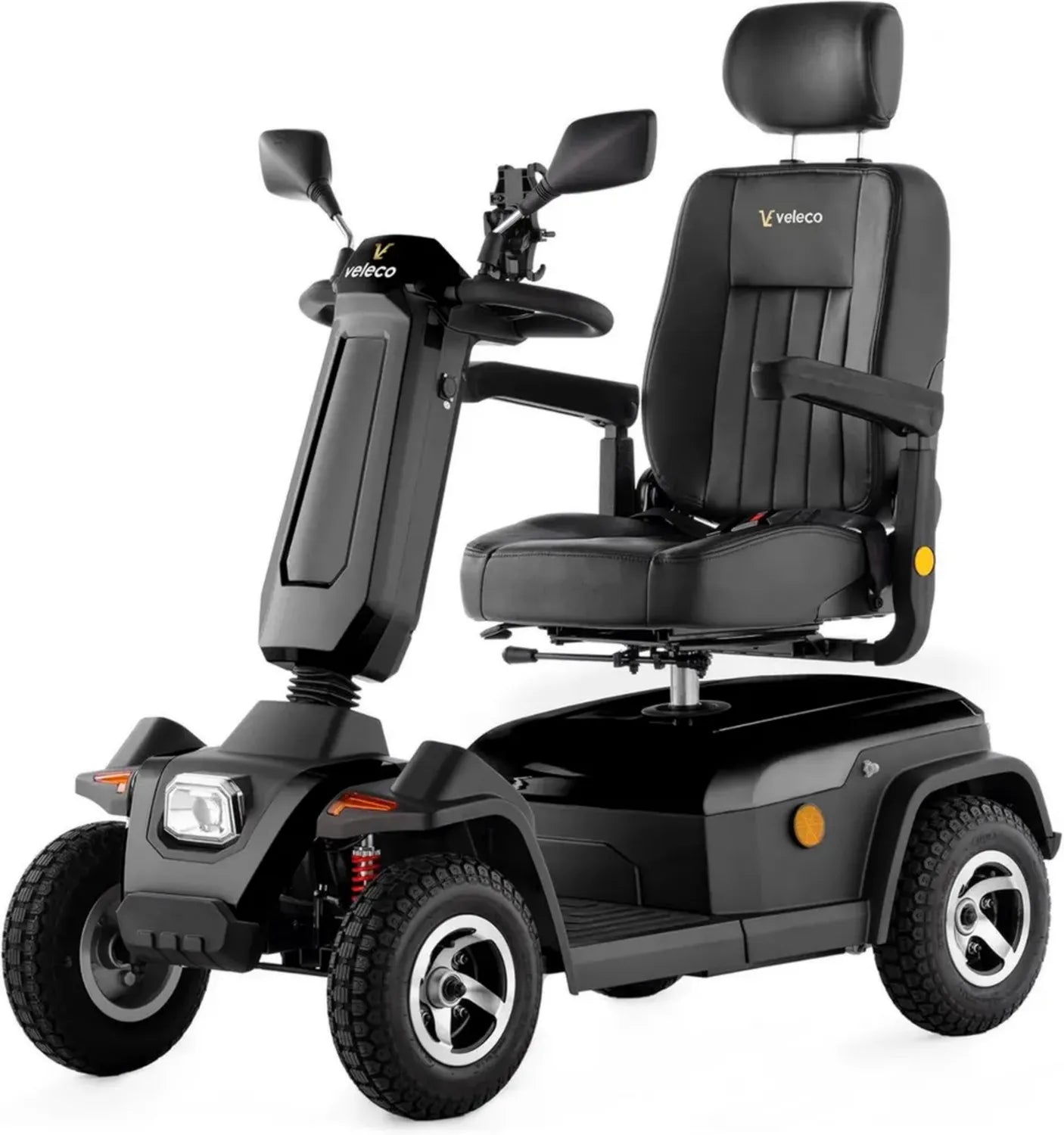 Scooter électrique Veleco SHARPY - Mobilité confortable avec siège pivotant, ceinture de sécurité et éclairage LED - Fonction marche arrière - Commandes simples - Couleur noire