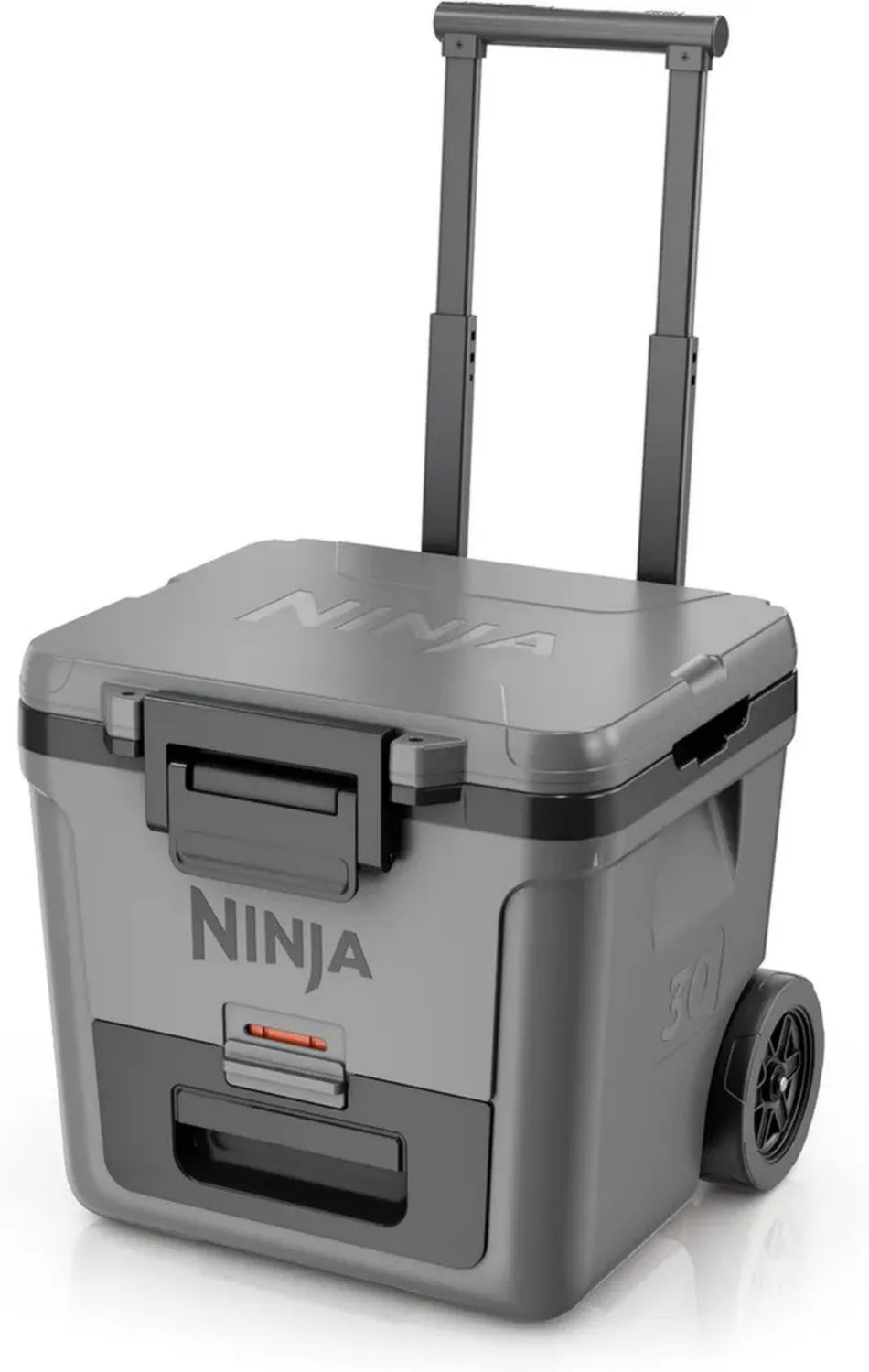 Glacière isotherme Ninja FrostVault 30L avec roulettes, compartiment sec intégré, haute performance en rétention de glace, gris ardoise
