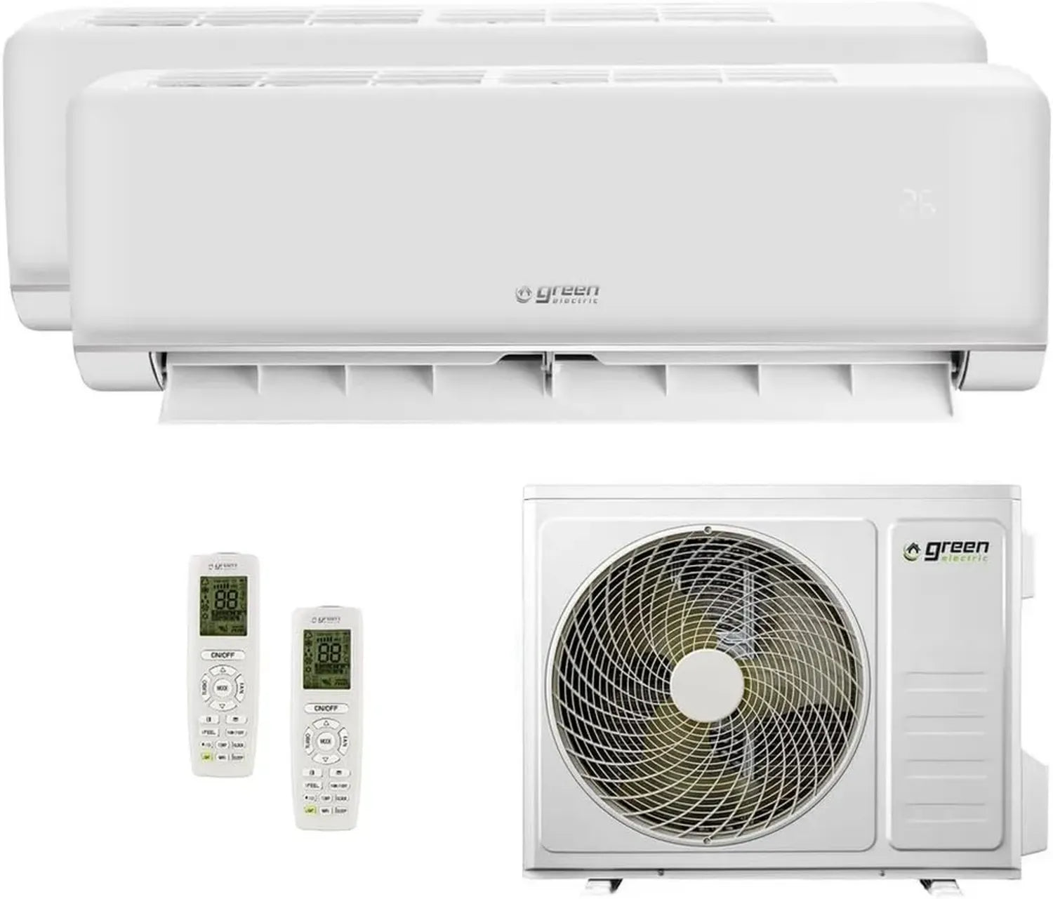Climatiseur Dual Split 9000+18000 BTU, Wi-Fi, R32, Classe A++/A+, 2 Unités Intérieures, 1 Extérieure, Télécommande et Application
