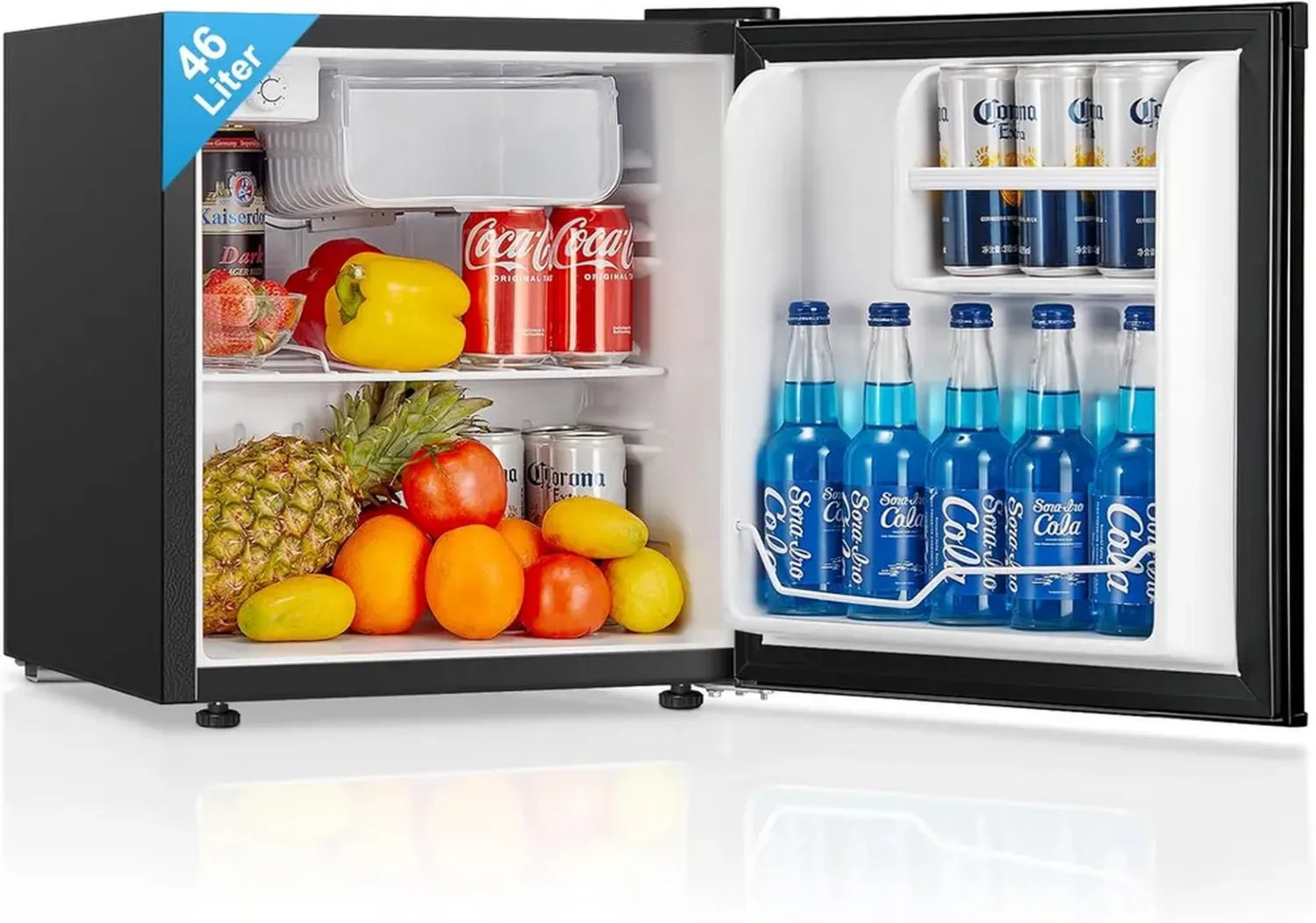 Mini Réfrigérateur FOHERE 46L, Compact avec Thermostat Ajustable, Silencieux et Économique, Porte Réversible, Parfait pour Cuisine, Bureau et Salon, Noir