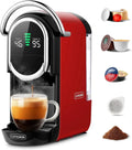 Machine à café compacte 5 en 1 pour capsules Nespresso, Dolce Gusto, Lavazza, ESE et café moulu, 20 bars, 1450W, écran LED, modes chaud et froid