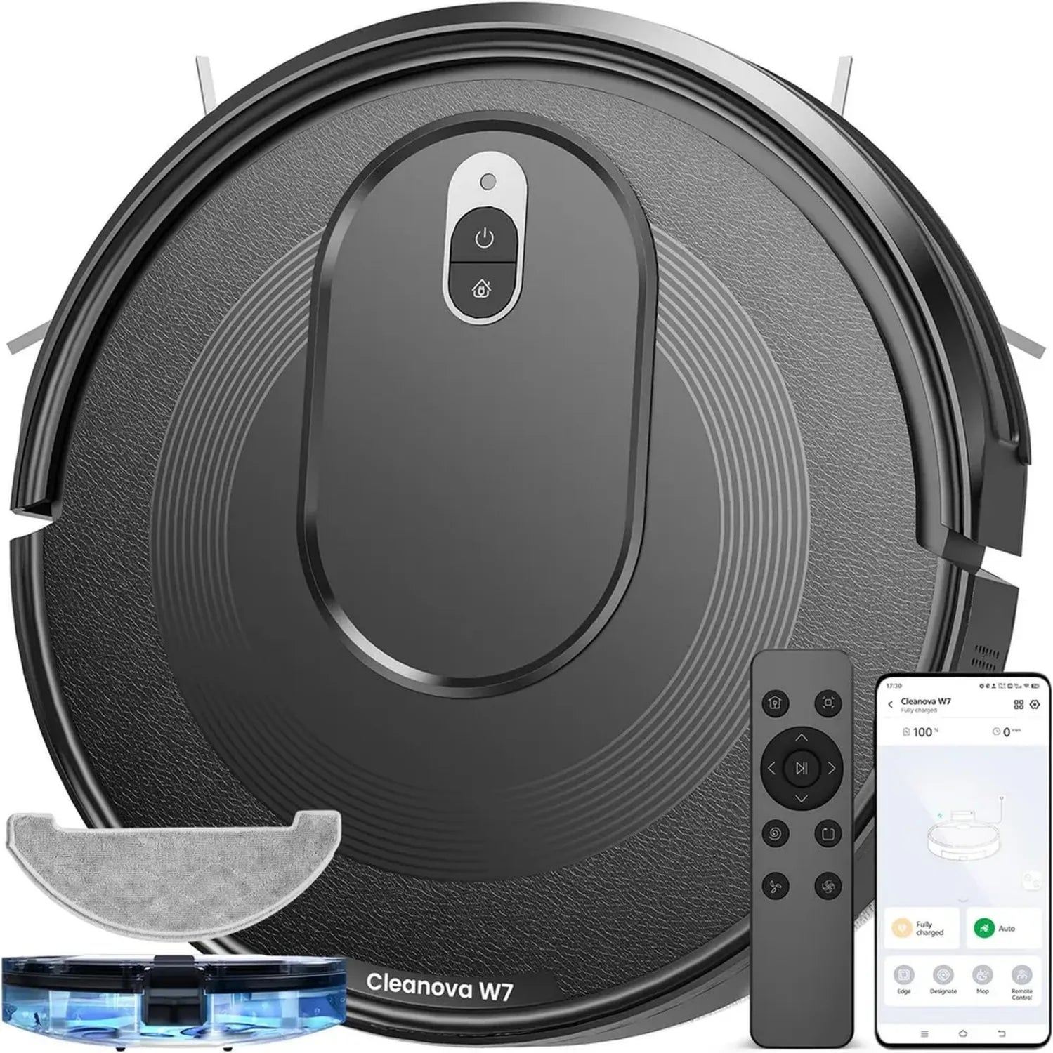 Vexilar Robot Aspirateur W7 3-en-1, 4000Pa Puissance, 120min Autonomie, Compatible Alexa/APP/IFTTT, Parfait pour Poils d'animaux, Tapis et Sols