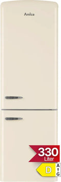 Réfrigérateur-Congélateur Retro Amica KGCR 387 109 B, 200 cm, 330 L, Classe D, Crème Café