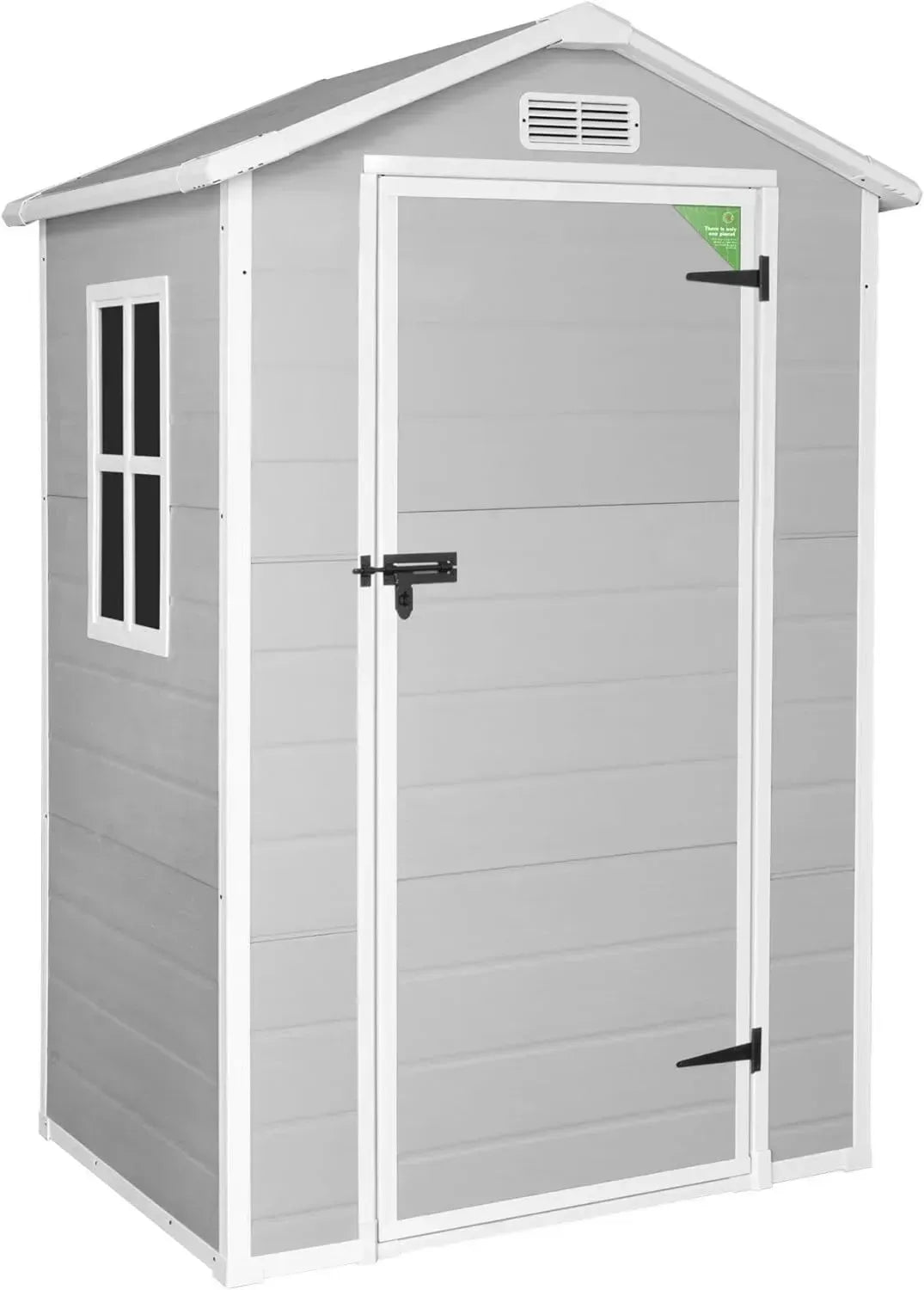 Abri de Jardin Résine Aqua 1.4 avec Fenêtre, Montage Facile, 12mm, Plancher Inclus, Blanc Gris