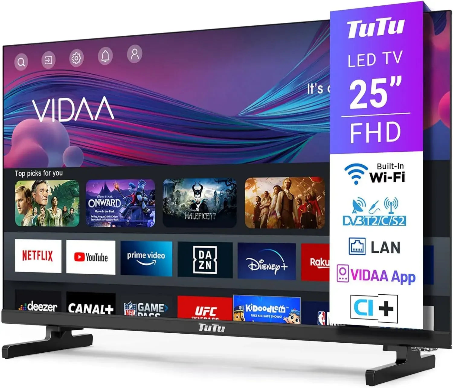 Téléviseur Intelligent 25 Pouces FHD sans Bord avec WiFi et VIDAA OS