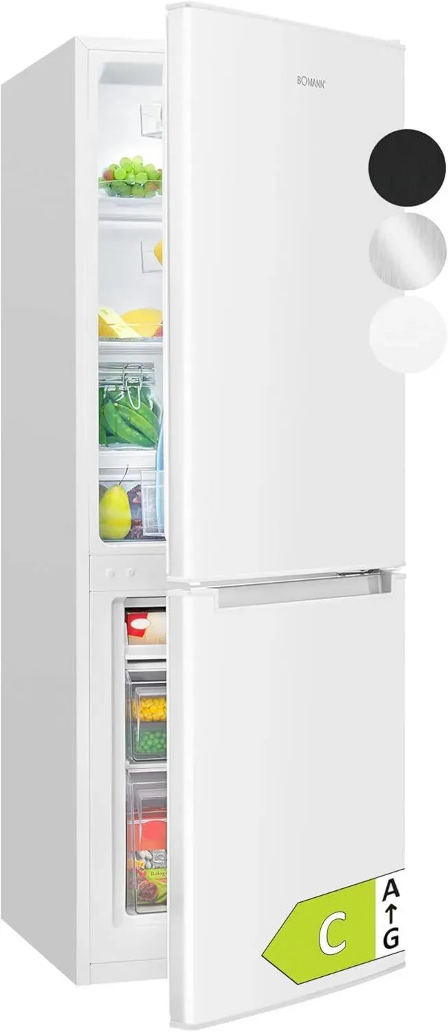 Réfrigérateur Congélateur Bomann 173L, Blanc, Classe Énergétique A+, LED, Alarme, Bac Légumes