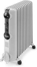 Radiateur à Huile De'Longhi Radia S, Chauffage Électrique Portable 2500W, Pour Espaces Jusqu'à 75m³, Thermostat Sécurisé et Fonction Antigel, Blanc