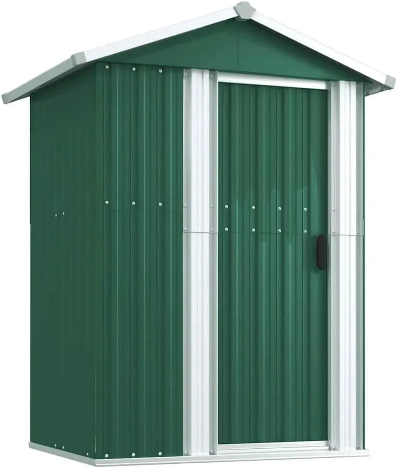 Abri de Jardin en Acier Galvanisé Vert 126x98x177 cm, Espace de Rangement Extérieur