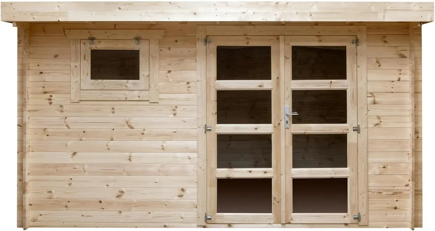 Cabanon de Jardin en Bois Naturel, Épaisseur 28mm, Surface 9.9m²