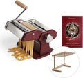 Machine à pâtes manuelle en inox avec livret et séchoir - Rouge