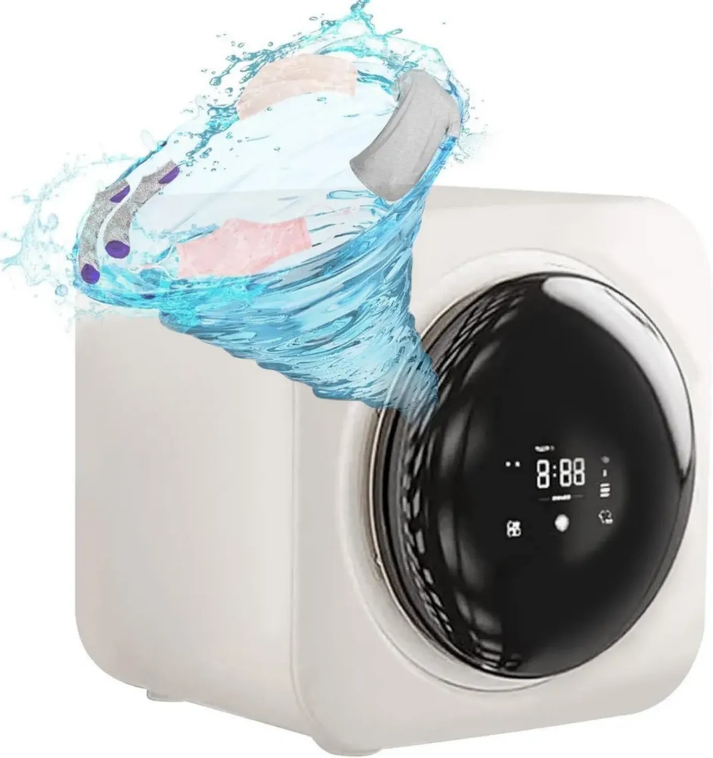 Mini Lave-Linge Mural Auto, 3.5L, LED, 4 Programmes, Sèche-Linge Portable