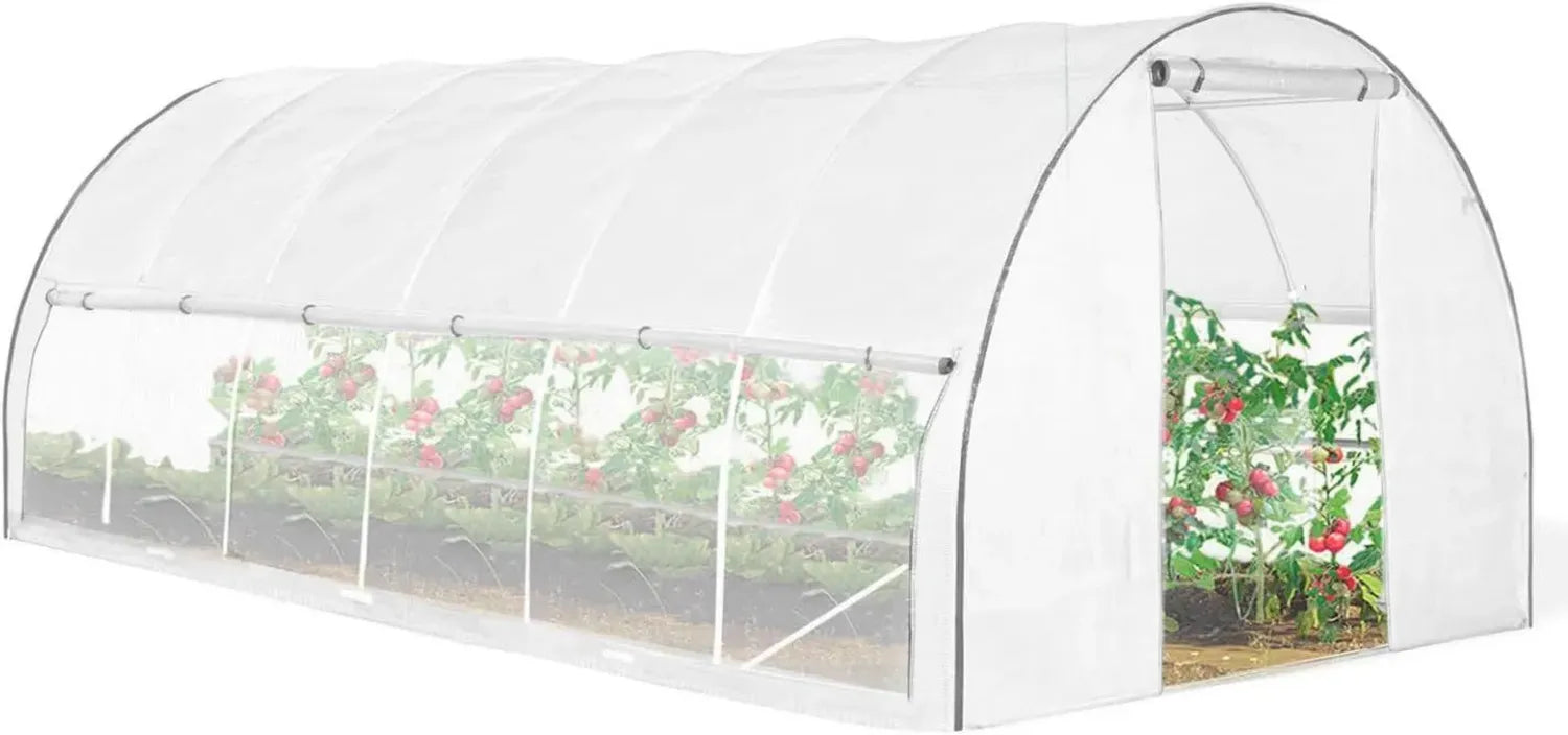 Serre de Jardin Blanche 18m² avec Ouverture et Moustiquaire