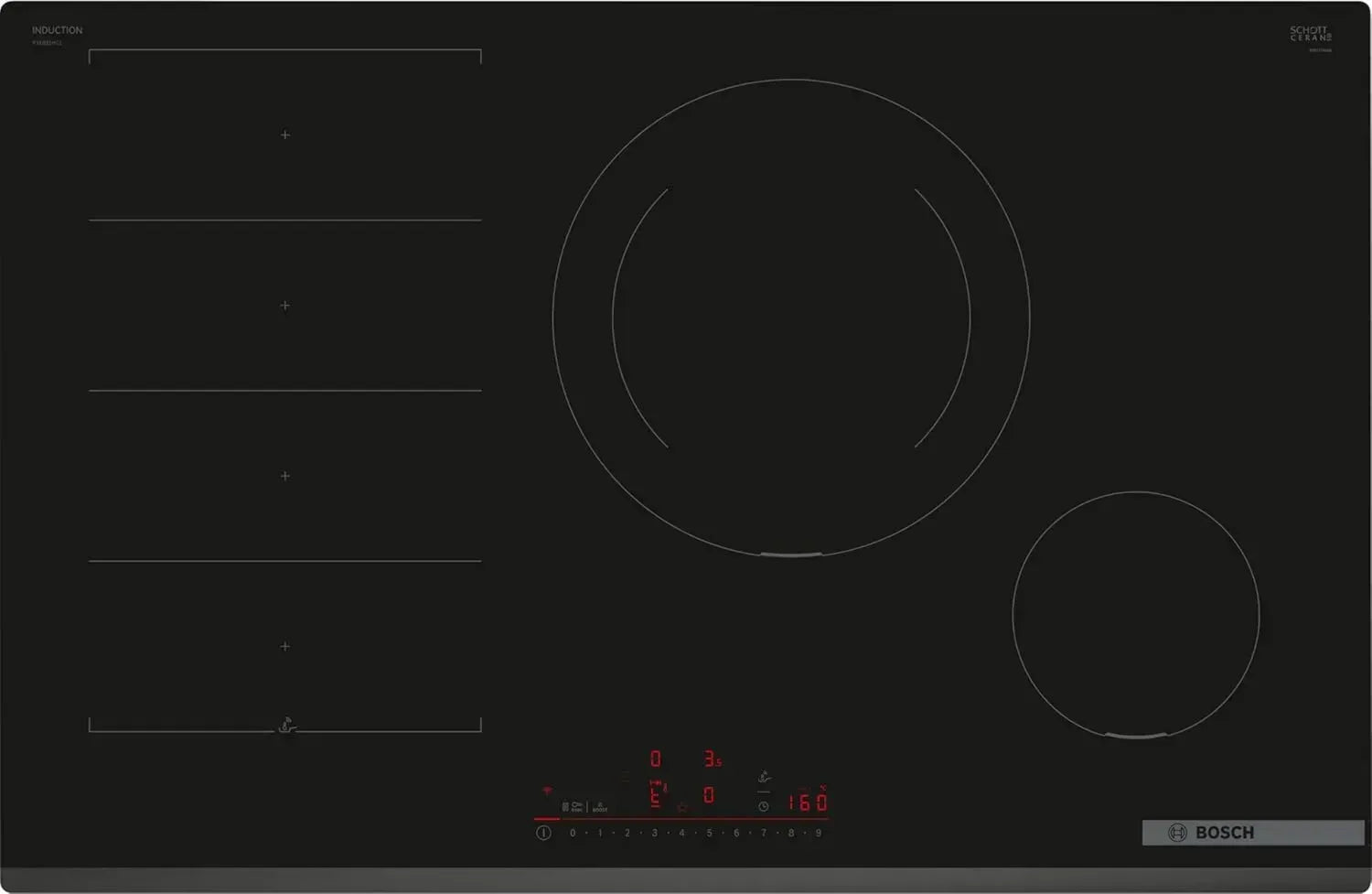 Plaque à Induction Bosch Série 6, 4 Zones, 60 cm, Noir