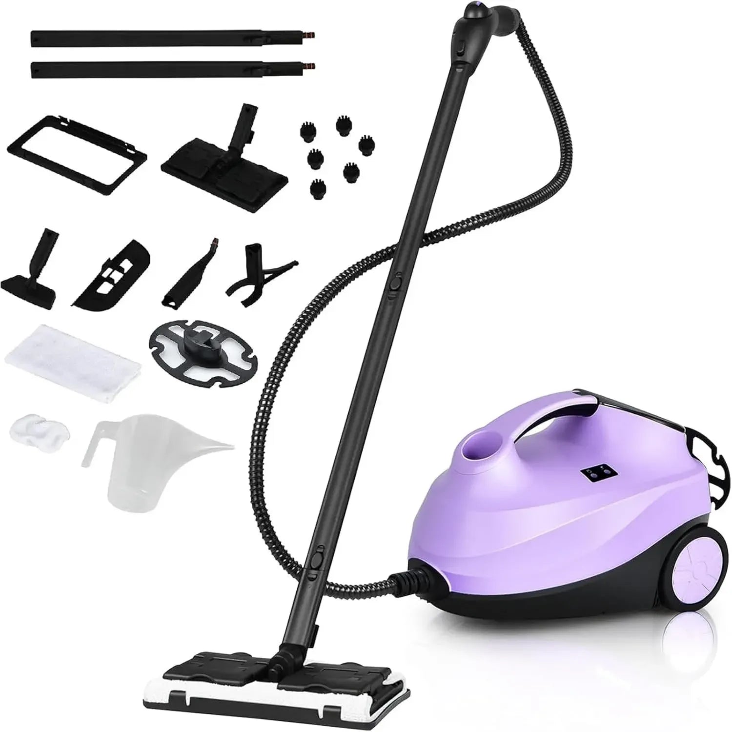 Nettoyeur Vapeur 2000W avec Accessoires Complets, Balai Vapeur Polyvalent 4 Bars, Réservoir 1,5 L - Violet