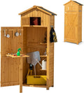 Armoire de Jardin Pliable en Bois avec Crochets et Toit à Pignon