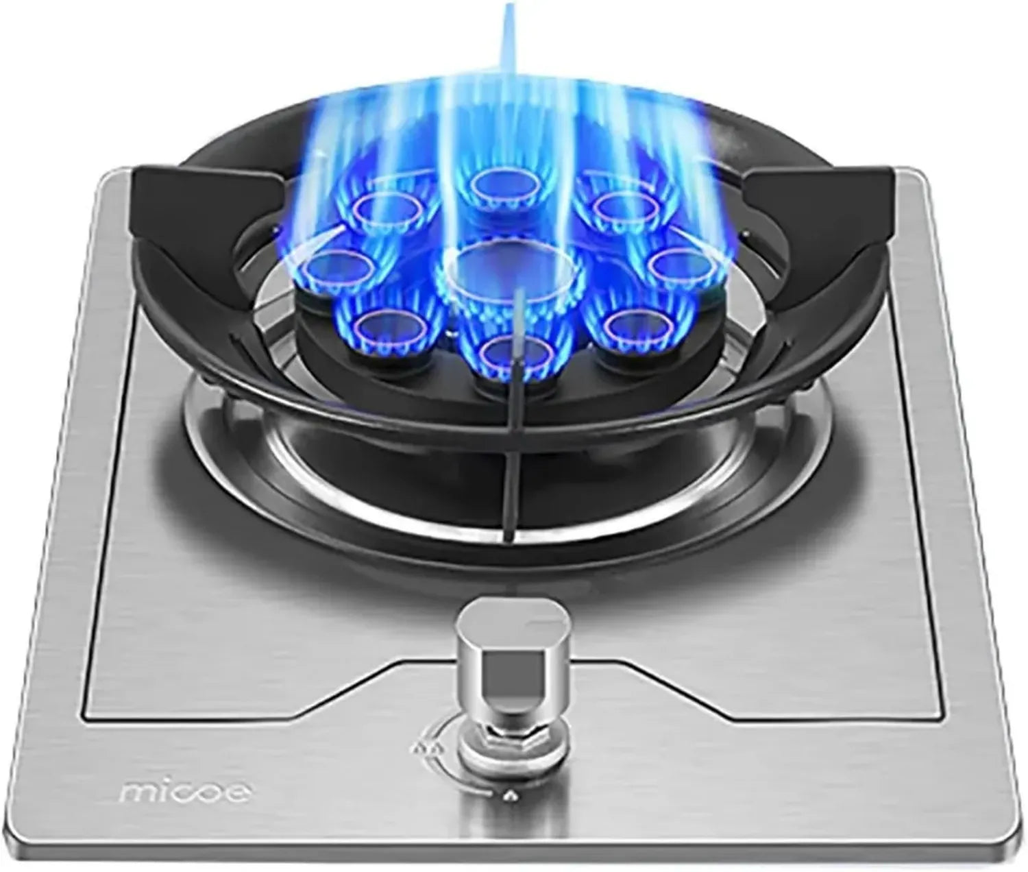 Réchaud à gaz 33cm cuivre, 5,2KW sécurité anti-flamme, verre trempé noir, idéal camping et voyage