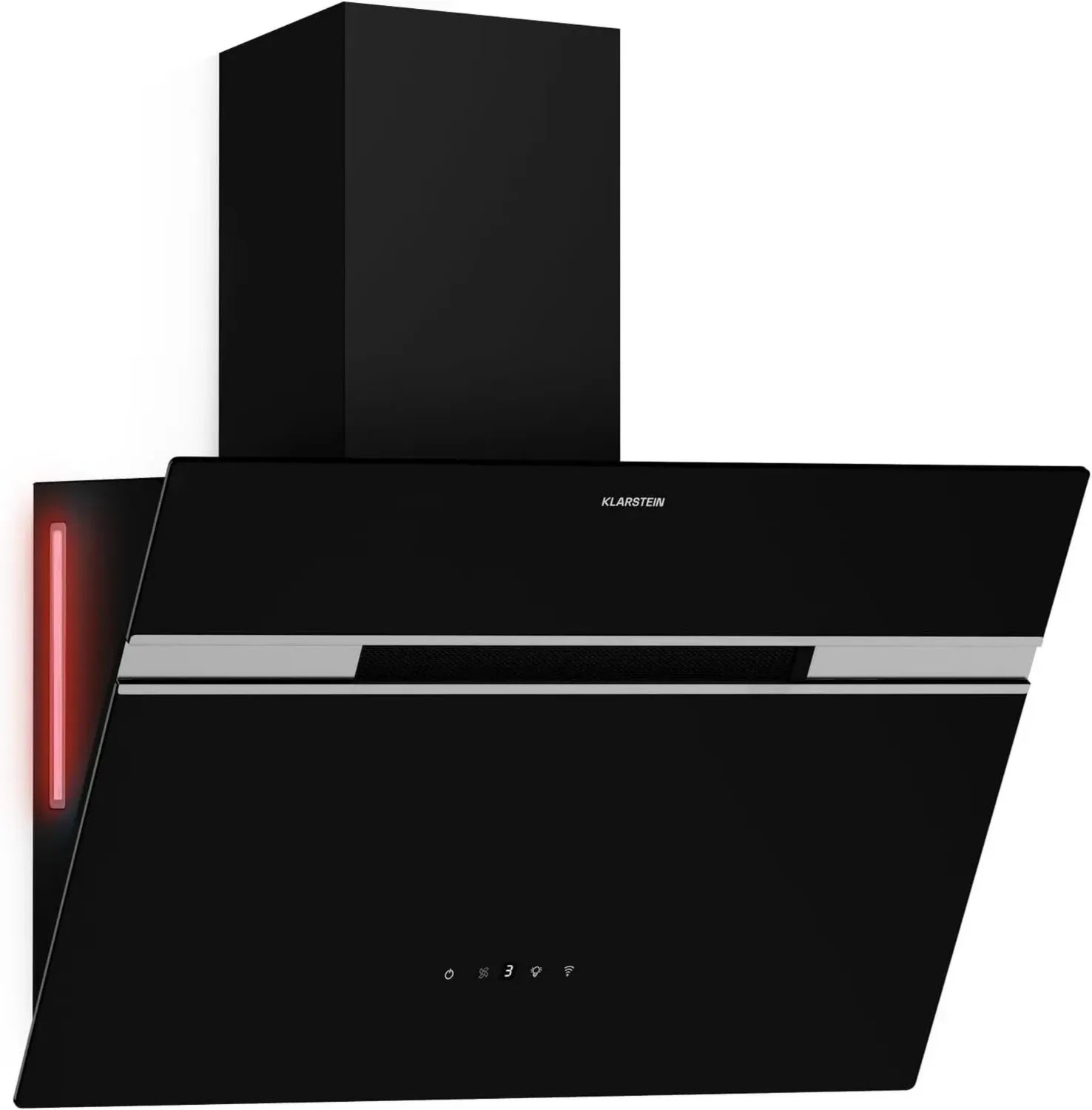 Klarstein Alina Hotte de Cuisine 60 cm, 600 m³/h, Éclairage LED, Classe Énergétique A, 68 dB, Modes Recirculation et Évacuation, Contrôle Tactile, Couleur Noire